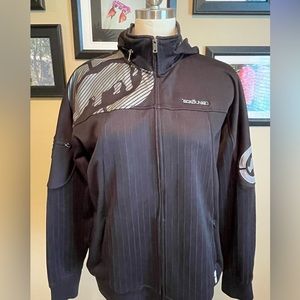 Echo Unlimited Track Jacket, Black on black with textural design elements.